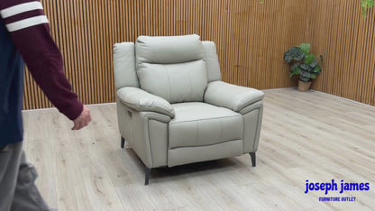 ‘Panache’ Lead Grey Cat-60_23 Leather Power Recliner Chair with Power Headrest and Heated Seat