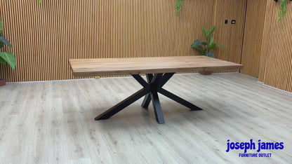 Bodahl 'Njord' 4 Dessert Solid Oak Straight Top 220cm Dining Table with Metal Star Base