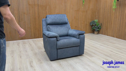 G Plan 'Thornbury' A125 Stingray Indigo Velvet Fabric Power Recliner Chair with Standard Armchair Set