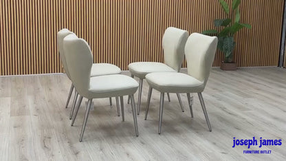 ‘Elegante’ Ivory Faux Leather Set of 4 Dining Chairs