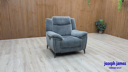 ‘Panache’ Manhattan Charcoal Grey 58003 Fabric Chair & Power Recliner Chair Set