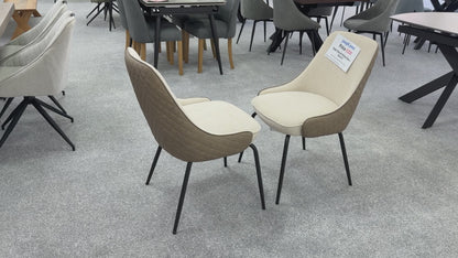 ‘Sadia’ Biscuit Combination Dual Material Dining Chair - Set of 2