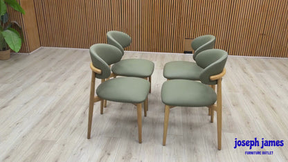 'Riga' Olive Green Faux Leather Set of 4 Dining Chairs