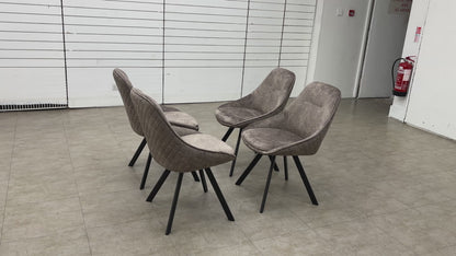 ‘Enterprise’ Taupe Faux Suede Quilted Finish Swivel Dining Chairs - Set of 4
