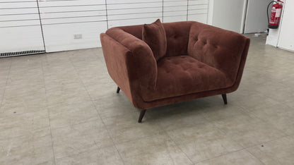 'Rene' Manhattan Burnt Sienna Fabric Cuddler Chair