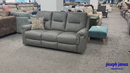 'Ranger' Grey Endurance Fabric Manual Recliner 3 Seater Sofa