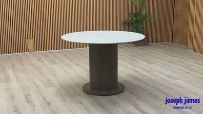 ‘Aimar’ White Ceramic Top 115cm Round Dining Table