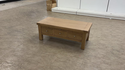 'Delaney' Natural Oak Coffee Table with 3 Drawers