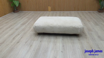 'Blenheim' Darwin Ivory Faux Fur Large Footstool