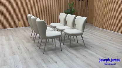 'Elegante' Ivory White Faux Leather Set of 6 Dining Chairs