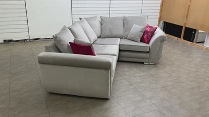 ‘Shaun’ Silver Velvet 4 Piece Modular Scatter Back Corner Sofa