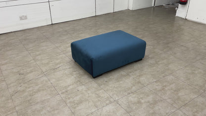 'Zika' Dark Blue Sensual Velvet Plain Banquette Footstool