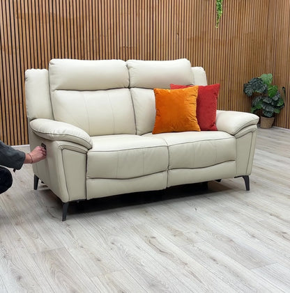‘Panache' Bone China Cat-60_05 Leather 2 Seater Power Recliner Sofa