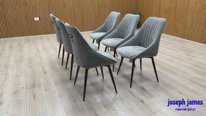 'Crete' Dark Grey Set of 6 Swivel Dining Chairs
