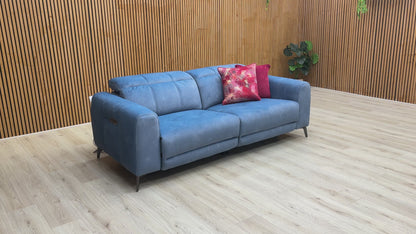'Ezra' Dexter 43525 Wave Velvet 3 Seater Power Recliner Sofa with Power Headrests