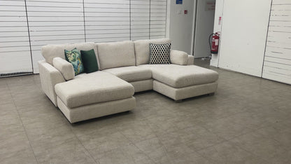 'Essie' Cream Essie Body Woven Fabric Double Ended Chaise Sofa