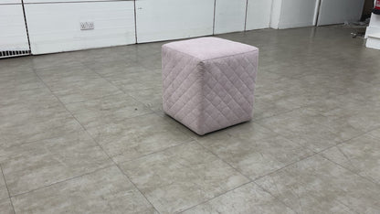 ‘Molly’ Blush Fabric Cube Footstool
