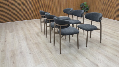 ‘Aimar’ Dark Grey Fabric Set of 6 Open Back Dining Chairs