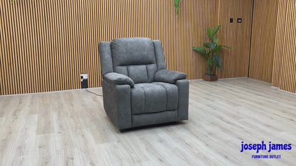 ‘Savoy’ Dark Grey Microfiber Fabric Power Recliner Armchair