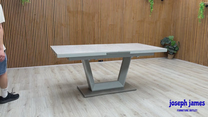 ‘Grigio’ High Gloss Ceramic Top Large Pop-Up Extending Dining Table