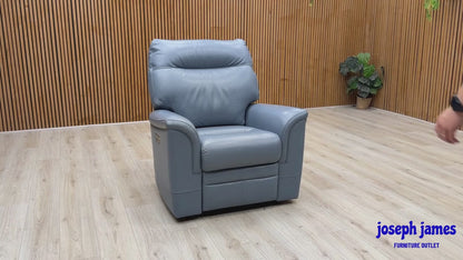 Parker Knoll ‘Hudson 23’ Roma Storm Blue Leather Power Recliner Chair with Power Headrest and Power Lumbar