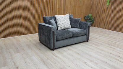 ‘Barney' Zurich Grey Celine Linen Fabric 2 Seater Classic Back Sofa