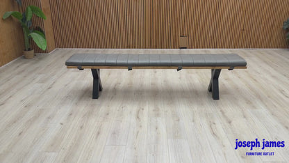 Bodahl ‘Njord’ 1 Oil Solid Oak 220cm Dining Bench with Metal X-Shaped Legs + Grey Bench Pad