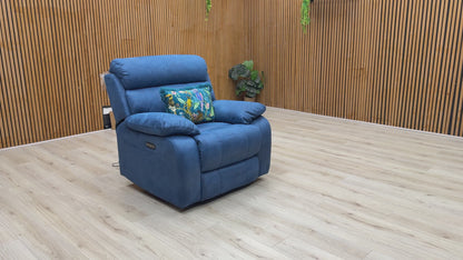 ‘Moreno’ Bfa-Blj-R10 Blue Fabric Power Recliner Armchair with Power Headrest