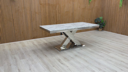 ‘Dolce’ Marble-Effect Ceramic Top 180cm Fixed Dining Table