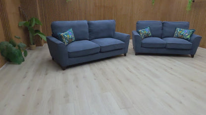 'Legend' Cosmo Navy Blue Fabric 3 + 2 Seater Classic Back Sofa Set