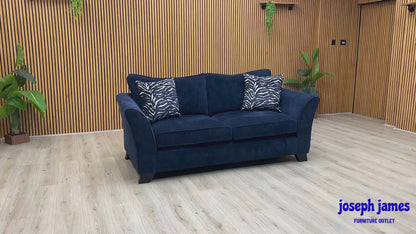 ‘Sasha’ Zara Navy Blue Fabric Classic Back 3 Seater Sofa