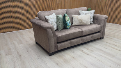 ‘Aura’ Kenzo Chocolate Brown Dw Ft 3 Seater Classic Back Sofa