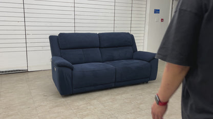 'Utah' Royal Navy Blue Velvet 3 Seater Power Recliner Sofa with Power Headrests and Power Lumbar