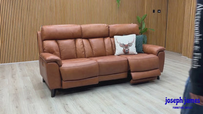World of Leather 'Dreamer' Ca-698e Saddle Brown Leather 3 + 3 Seater Power Recliner Sofa Set with Power Headrests