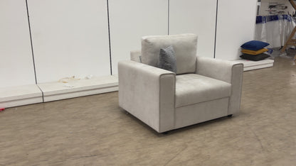 ‘Mia' Taupe Tight Weave Fabric Cuddler Chair