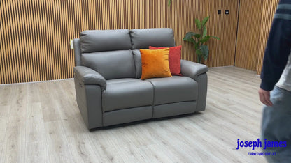‘Raven’ Oslo Elephant Grey Leather 2 Seater Power Recliner Sofa