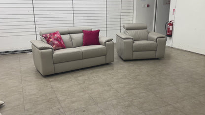 Nicoletti 'Davide' 328 Torello Tortora Leather 2 Seater Sofa + Chair