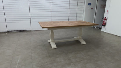 'Pattern' Solid Beech Farmhouse Fixed Parquet Dining Table