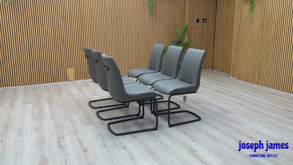 Bodahl ‘Terra' Grey Faux Leather Set of 6 Cantilever Dining Chairs