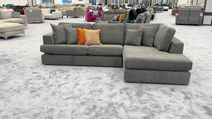 'Stratus' Graphite Gracelands Fabric Right Hand Facing Corner Chaise Sofa