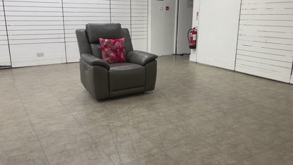 'Utah' Grey Le-9308 Leather Power Recliner Armchair