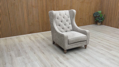 ‘Cotswold’ Darwin Mink Of Savoy Fabric Wing Accent Chair