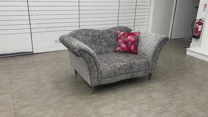 ‘Theodore’ Grey Crushed Velvet Cuddler Chair