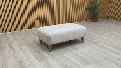 ‘Aura’ Kenzo Cream Dw Ft Fabric Footstool with Oak Wood Legs