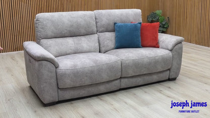 ‘Saffron’ Bfa-Bnn-R28 Grey Velvet Fabric Large 3 Seater Power Recliner Sofa
