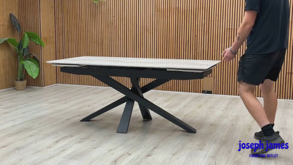 ‘Germain’ Real Marble Top Large Extending Dining Table