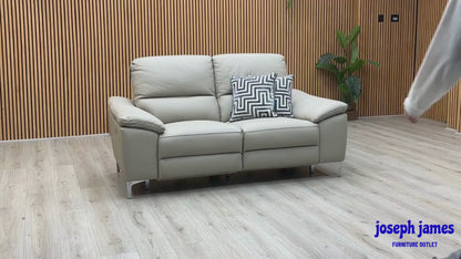 ‘Pavillion' Soft Grey Leather:Faux Leather 2 Seater Power Recliner Sofa