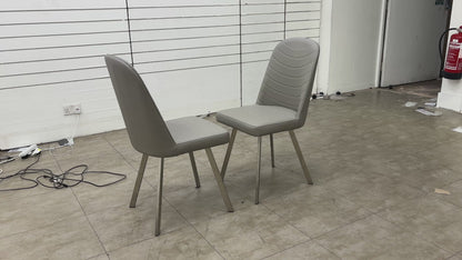 'Evolution' Grey Faux Leather Upholstery Dining Chair - Set of 2