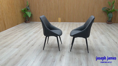 ‘Crete' Dark Grey Faux Leather Pair of Swivel Dining Chairs