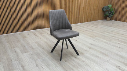 ‘Aquila’ Grey Fabric Swivel Dining Chair